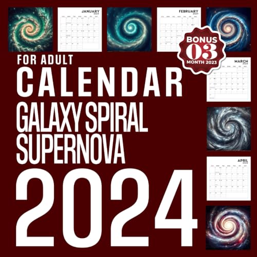 Galaxy Spiral Supernova Calendar 2024 15Months Annual Yearly Planner