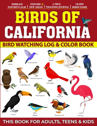 Birds Of California: Bird Watching Log &amp; Coloring Book With 50 ...