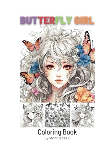 Butterfly girl coloring book - 204238861 