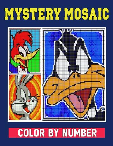 Mystery Mosaics Color by Number: New Easy Large Print Mystery Mosaic Coloring Pages For Adults ...