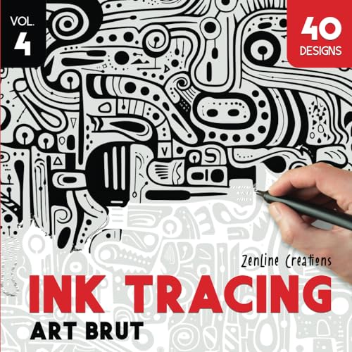 Ink Tracing Coloring Book, Trace and Color The White to Reveal a Unique