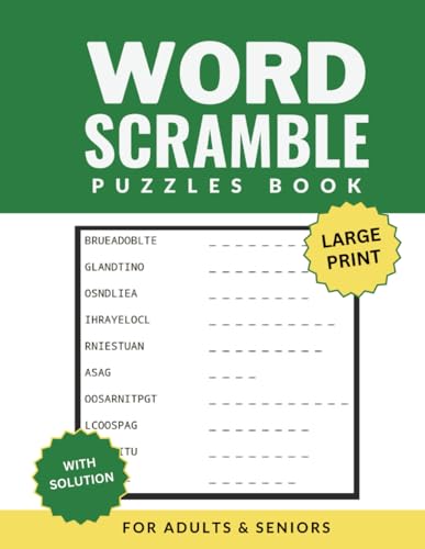 Word Scramble Puzzles Book For Adults And Teens Large Print With ...