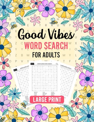 Good Vibes Word Search Large Print: Positive and Mindfulness Word Find ...