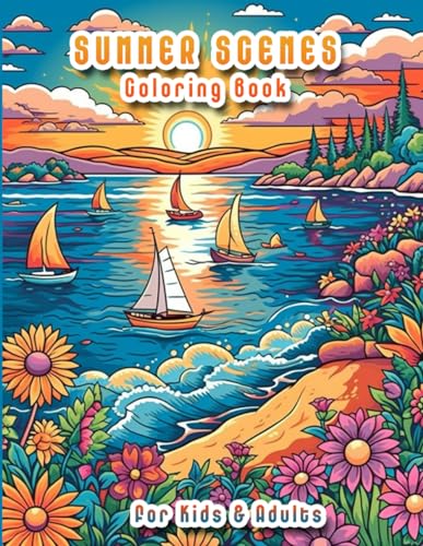 Summer Scenes Coloring book: Unique Single-Sided Coloring Pages for Fun ...