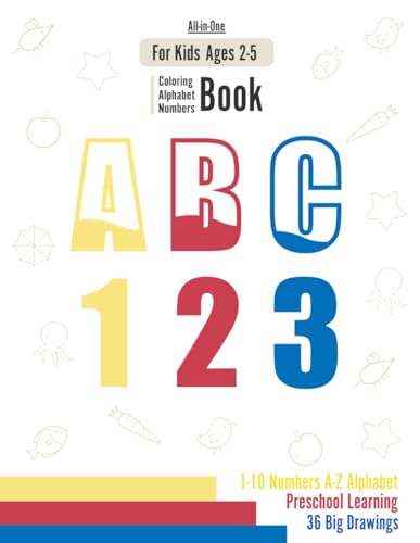 Preschool ABC 123 Coloring book | Learn Alphabet and Numbers | 36 big