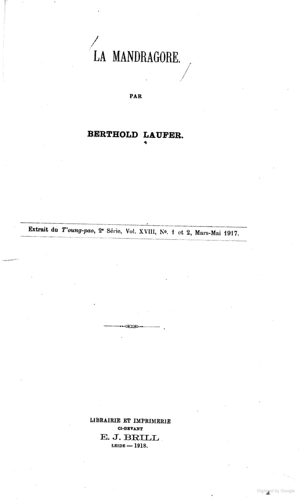 La Mandragore by Berthold Laufer Goodreads