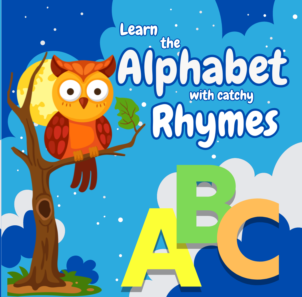ABC,LEARN THE ALPHABET WITH CATCHY RHYMES - vibrant illustrations and playful rhymes dedicated to each letter.