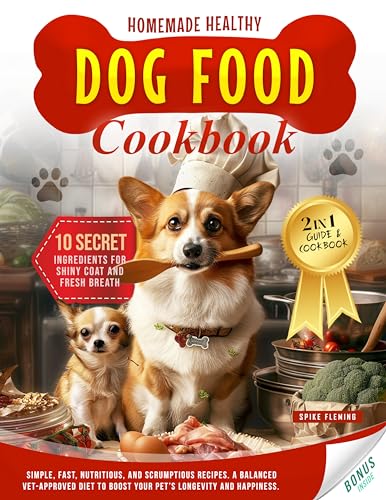 Homemade Healthy Dog Food Cookbook: 2 in 1 Guide and Cookbook with Simple, Fast, Nutritious, and Scrumptious Recipes. A Balanced Vet-Approved Diet to Boost Your Pet’s Longevity and Happiness.