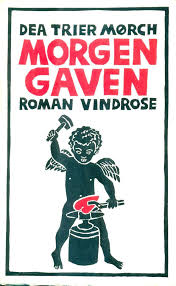 linocut of an angel shaping a heart on an anvil