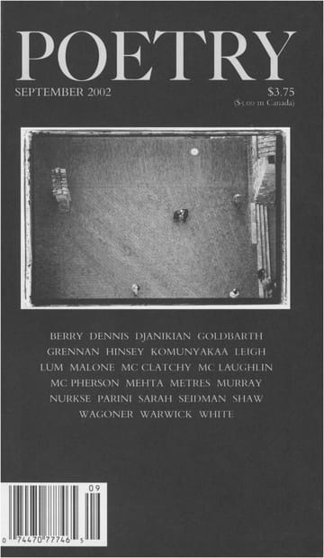 POETRY. September 2002. Volume CLXXX #6. book cover