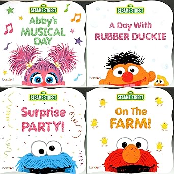 Sesame Street - Abby'y Musical Day, A Day with Rubber Duckle, Surprise Party and On the Farm - Children's Board Book