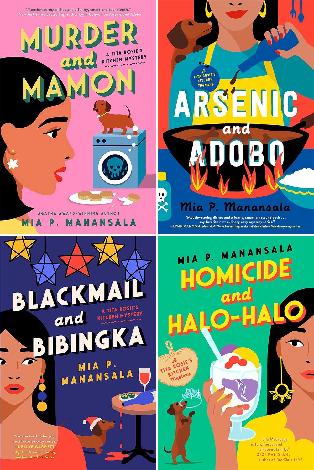 A Tita Rosie's Kitchen Mystery Series. Arsenic and Adobo, Homicide and Halo-Halo, Blackmail and Bibingka and Murder and Mamon book cover