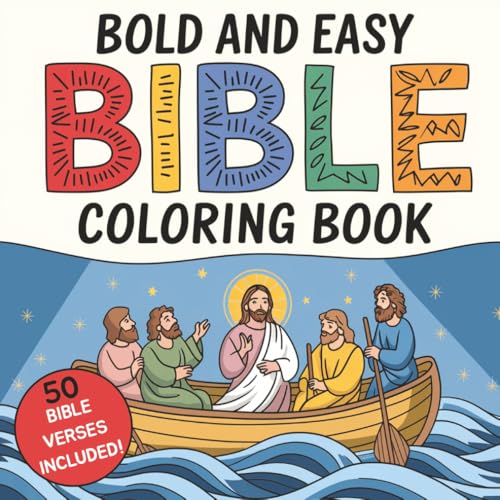 Bible & Christian Coloring Book: For Kids, Adults, Teens. Bold & Easy ...