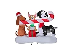 Gemmy Christmas Inflatable Dogs Sharing a Candy Cane