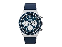 Timex Men Q 40mm Watch Black Strap Blue Dial