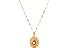 18K Gold Red Protective Eye Necklace