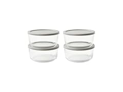 8-Piece Glass Food Storage Containers Set Grey
