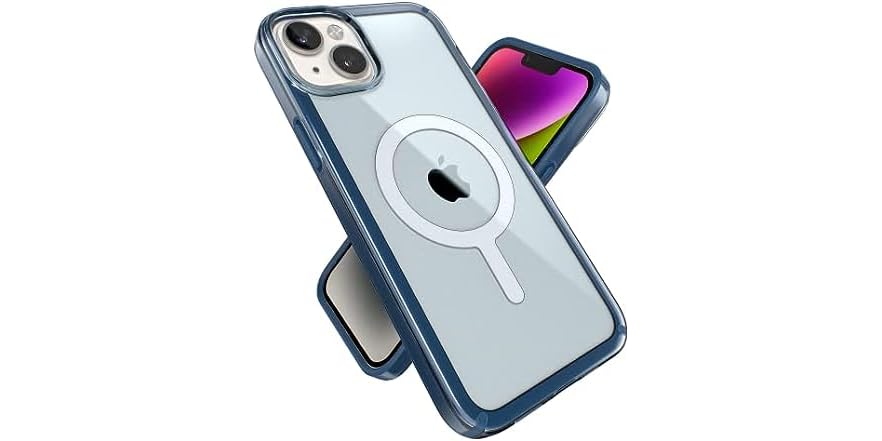 Speck IPhone 15 Plus Case - ClickLock No-Slip Interlock, MagSafe, Drop Protection Grip - For IPhone 15 Plus & IPhone 14 Plus - 6.7 Inch Phone Case - Presidio2 Grip Coastal