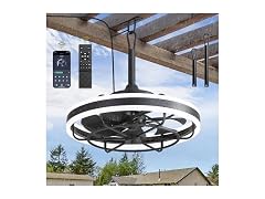 LEDIARY Black 20" Outdoor Ceiling Fan with Lights