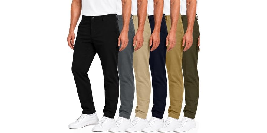 Woot! App: $17.59 | 3-Pk Men's Super Stretch Slim Fit Chino Pants (various colors/sizes) at Woot!
