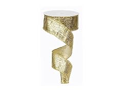 Gold Metallic Lame Wired Ribbon Red