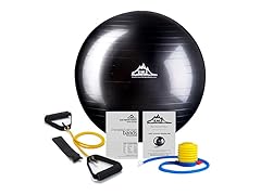 75cm Black Gym Ball + Pump + Yellow Band