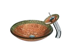 VIGO Janus Glass Vessel Sink and Waterfall Faucet Set in Chrome