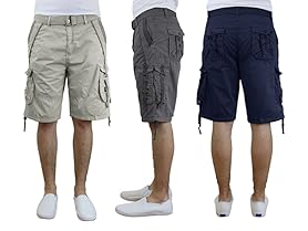 Mens Belted Cargo Utility Shorts