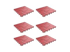 Pure Garden Deck Tiles 6-Pack Brick Red