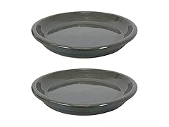 Sunnydaze 9-Inch Ceramic Plant Saucers, Set of 2