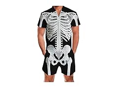 Men’s Skeleton Halloween Romper Jumpsuit