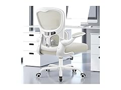 ALLGOD Ergonomic Office Chair, Breathable Mesh Ergonomic Desk Chair with Adjustable Lumbar Support, Flip-up Armrests, Computer Chairs Comfortable for Home, Office, Work, 300lbs, White, Upgrade (Open Box)