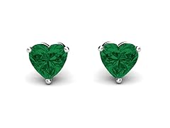 CZ Heart Emerald Earrings