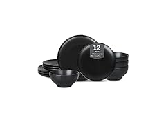 Stone Lain Rio 12-Piece Dinnerware Set Stoneware, Black