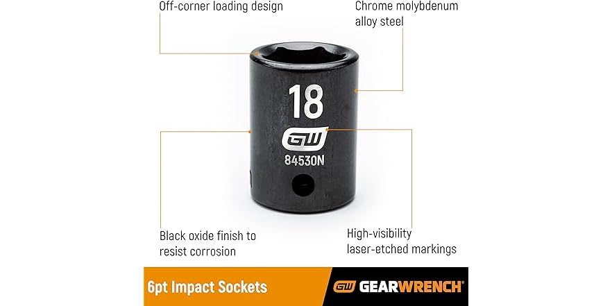 GEARWRENCH 1/4 Zoll Tiefen-Stecknuss 11/32 Zoll – 6 Punkt, Schlagfest, Für SAE Gewinde