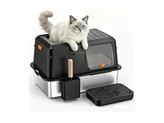 CatbruLop Extra Large Enclosed Stainless Steel, Black