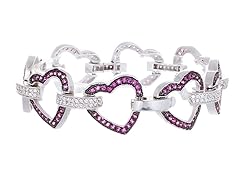 Diamond Accent 18K Plated Red & Black Heart Bracelet