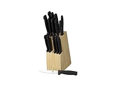 Home Basics 15-Piece Knife Set with Wood Block
