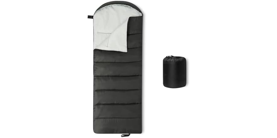 $17.99 | Amazon Basics 35F Sleeping Bag - Black/Gray at Woot!