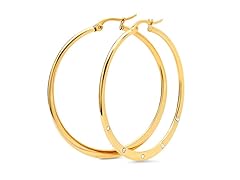 Ladies Hoop Earrings w/Simulated Diamond