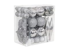 Sunnydaze Decor SME-055 59pc Silver Xmas Ornaments Sil