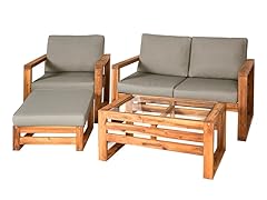 Acacia Hudson Open Side 4-Piece Patio Chat Set