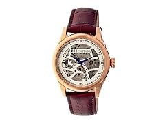 Heritor Automatic Nicollier Skeleton Dial Leather-Band Watch