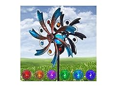 ALLADINBOX 57 in Solar Wind Spinner with LED Lights Blue