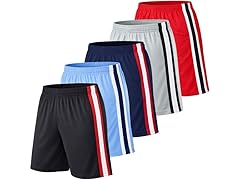 5Pk Mens Performance Mesh Shorts
