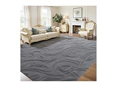 UKISS Grey Embossed Washable Rug 8'x10'