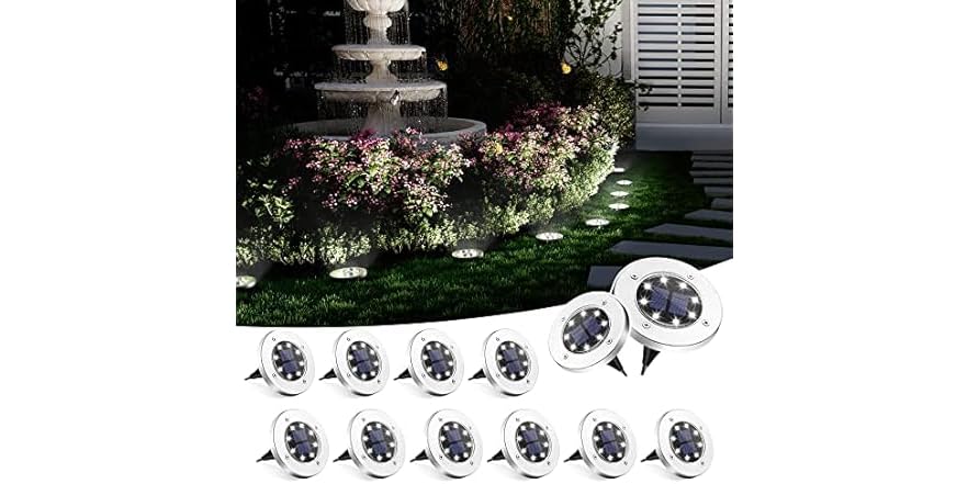 SOLPEX Solar Ground Lights – 8 Pack Outdoor Waterproof Landscape Lighting, 8 LED Solar Powered Pathway Lights, Cool White, Auto On/Off For Garden, Patio, Driveway