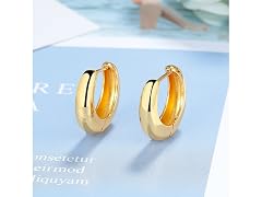 Gold Plated Petite Hoop Huggie Earring