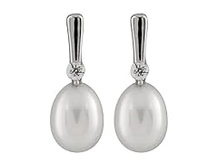 Dangling CZ Pearl Earrings