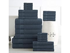 24-Piece Luxury 100% Cotton Bath Towel Set